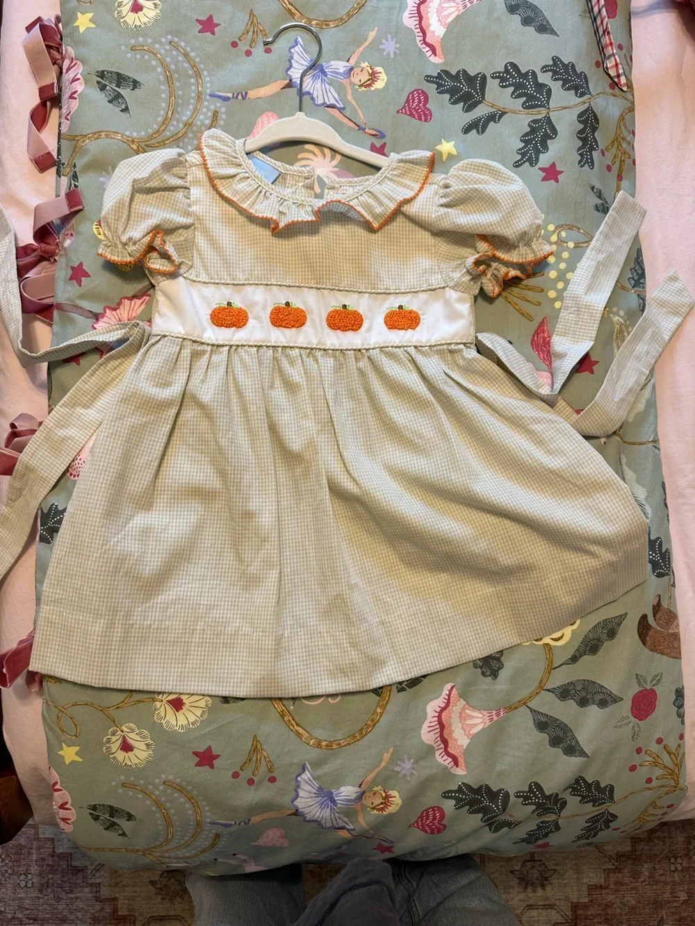 Pumpkin Gingham Dress - Orange Trim - 18M